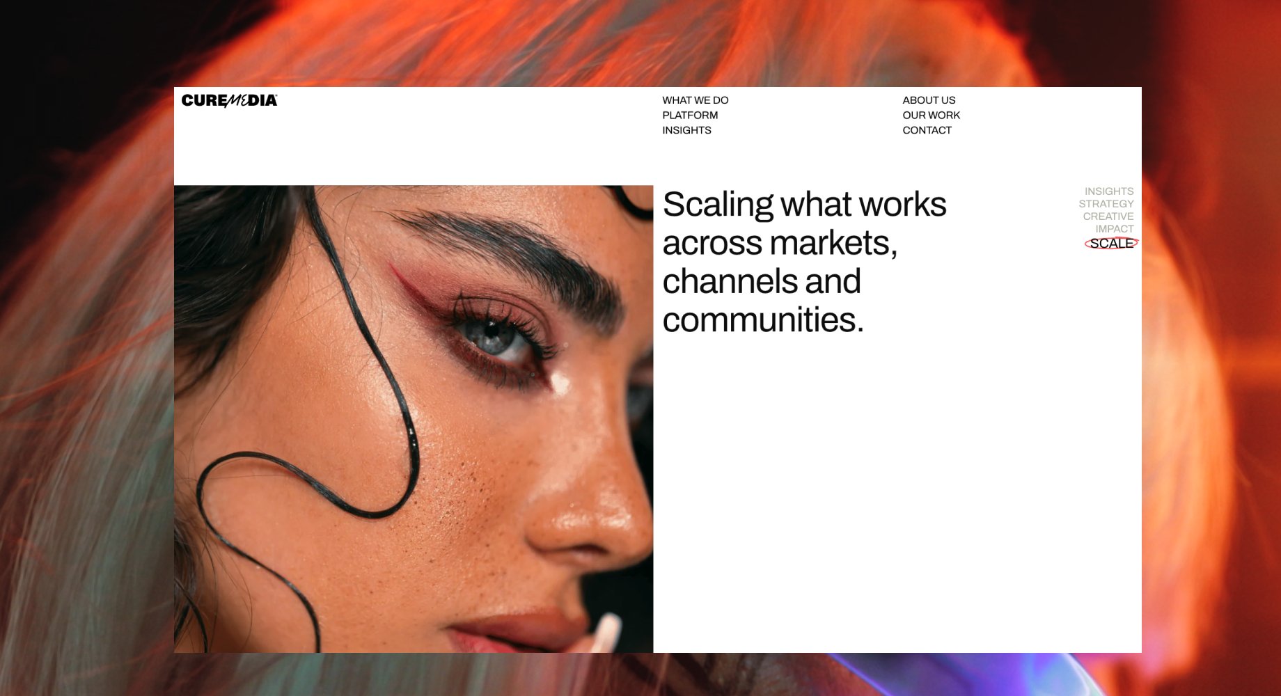 Cure Media website over a campaign photo