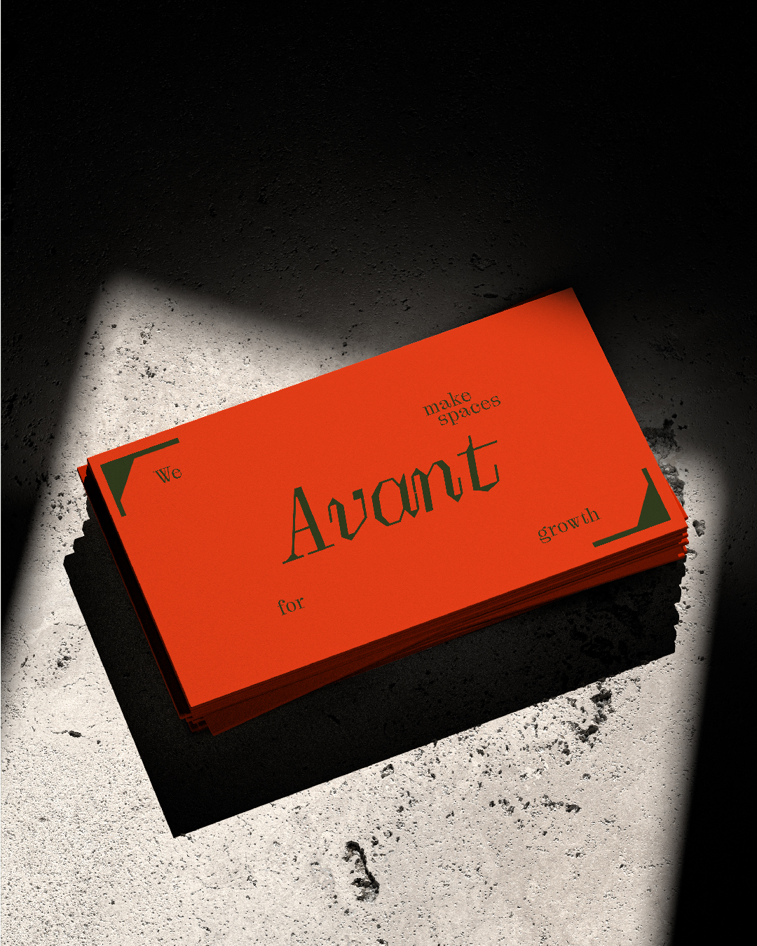 Avant business cards casting a shadow